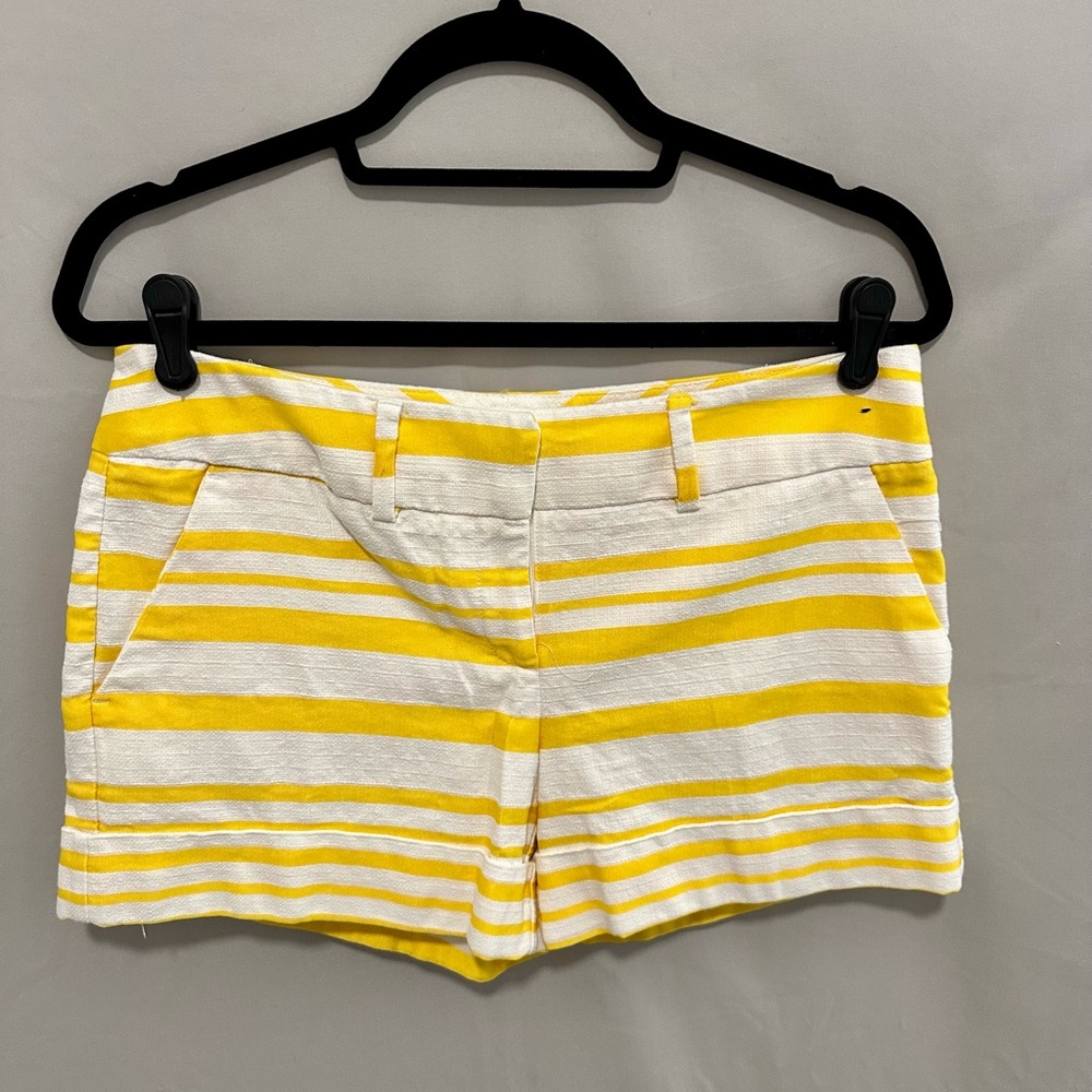 New York & Company Yellow and White Bermudas